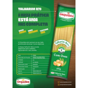 MASSA TALHARIM RETO C/OVOS ORQUIDEA 500G (20) 00000565
