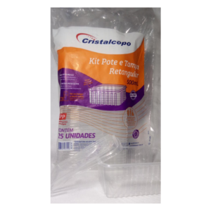 KIT POTE/TAMPA PP RETANGULAR 500ml.C/24cj.(6) 00001027